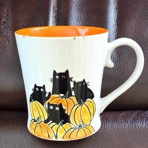 Black Cats in Pumpkin Patch - Eli & Ana Carmen Cat 17oz Halloween Mug